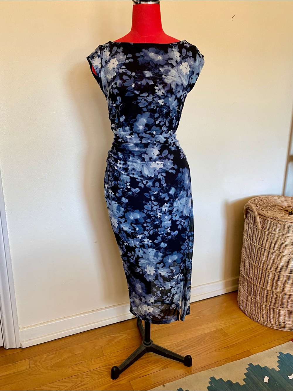 Fitted Blue Floral Midi Dress by Universal Standard